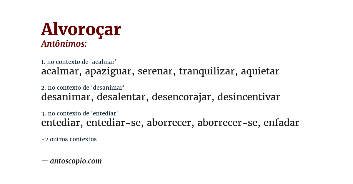 Antônimo de alvoroçar