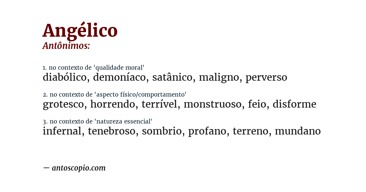Antônimo de angélico