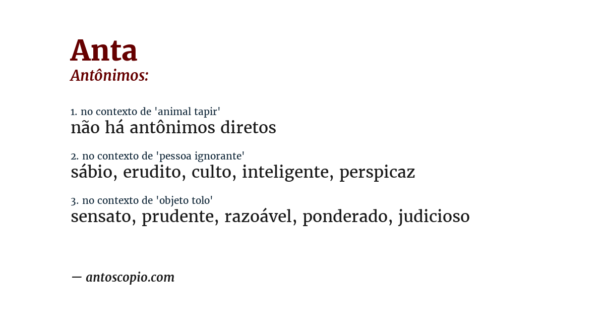 Antônimo de anta