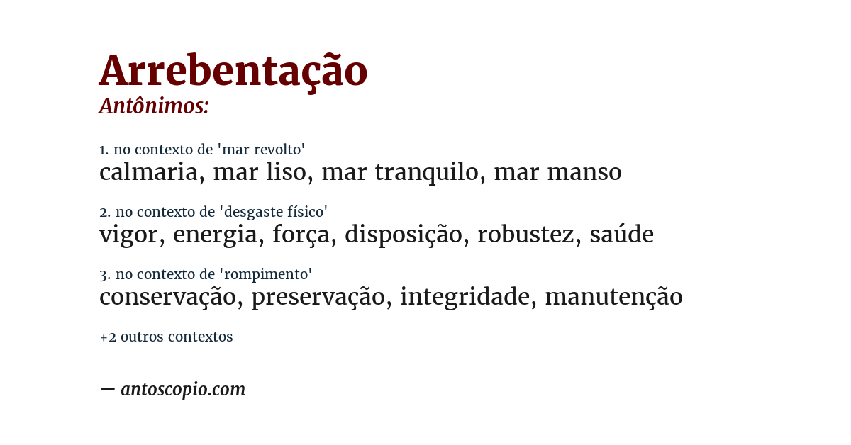 Antônimo de arrebentação