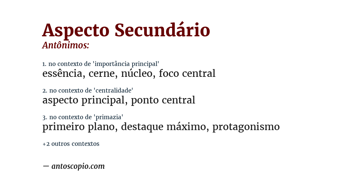 Antônimo de aspecto secundário