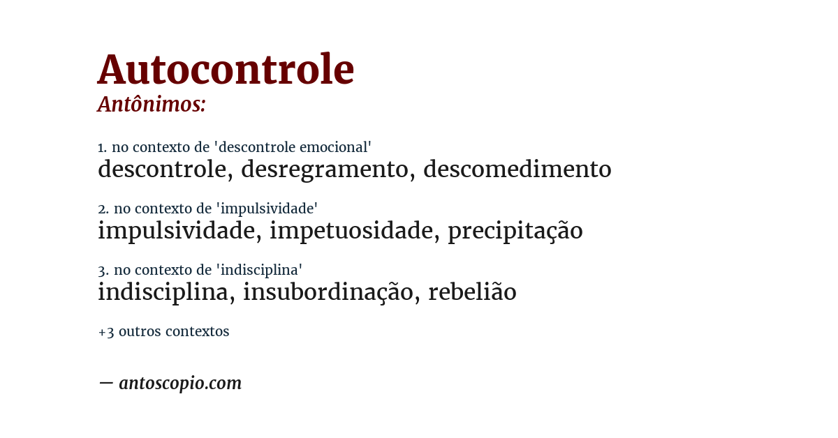 Antônimo de autocontrole