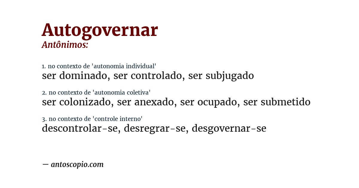 Antônimo de autogovernar