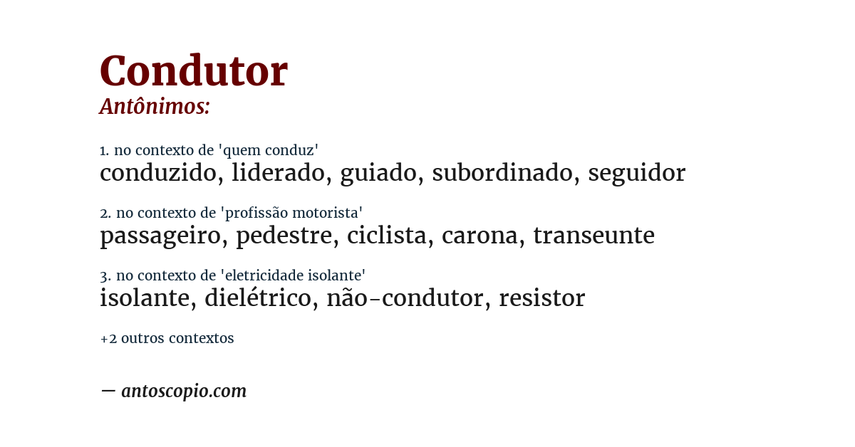 Antônimo de condutor