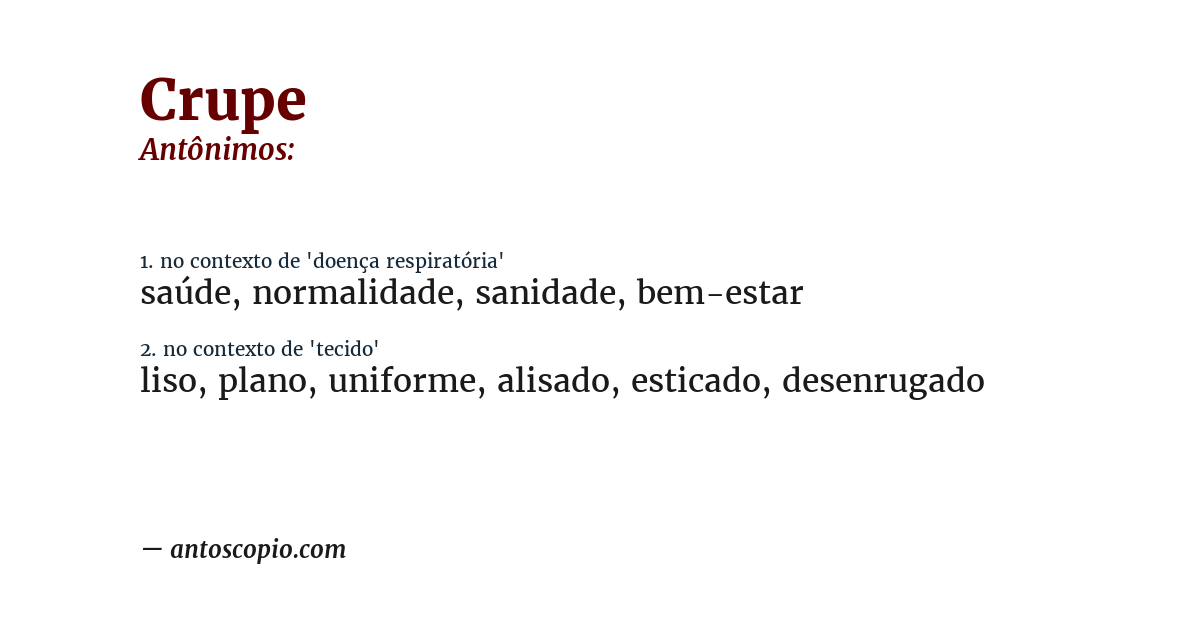 Antônimo de crupe