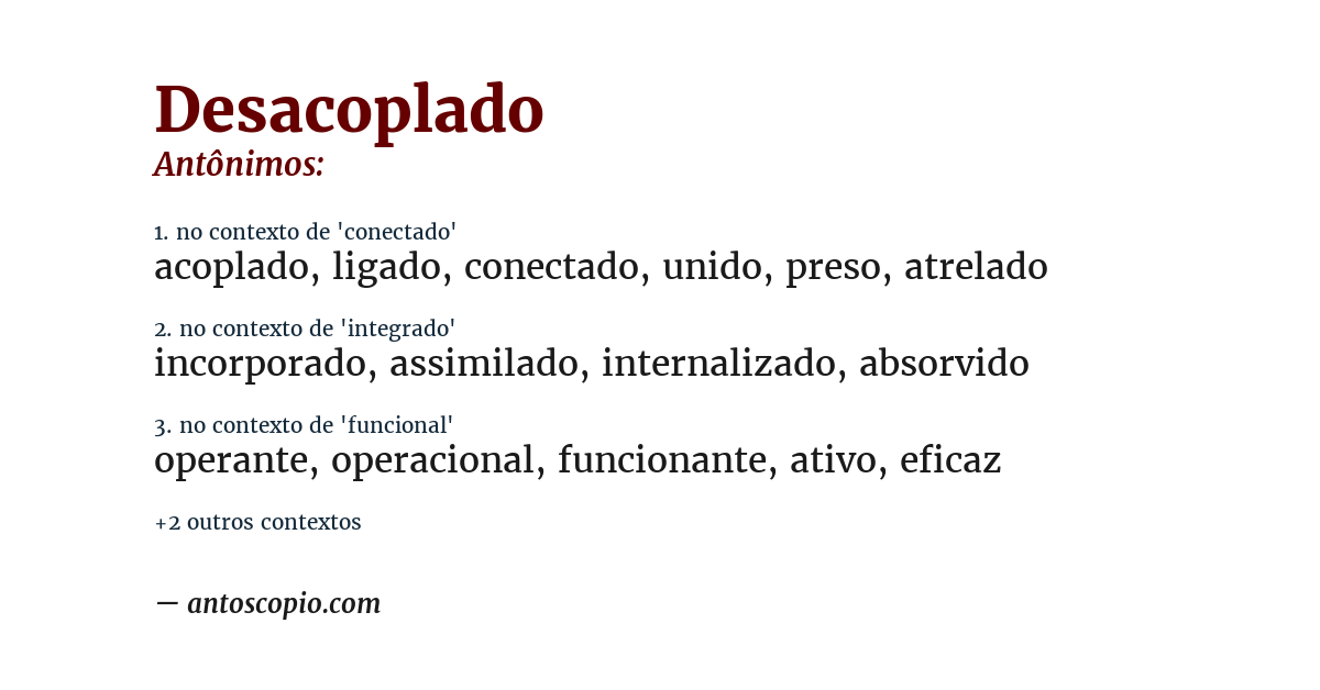 Antônimo de desacoplado