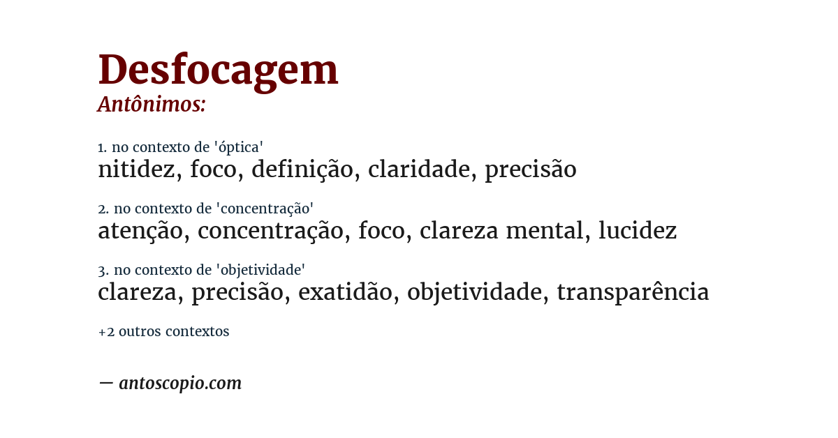Antônimo de desfocagem