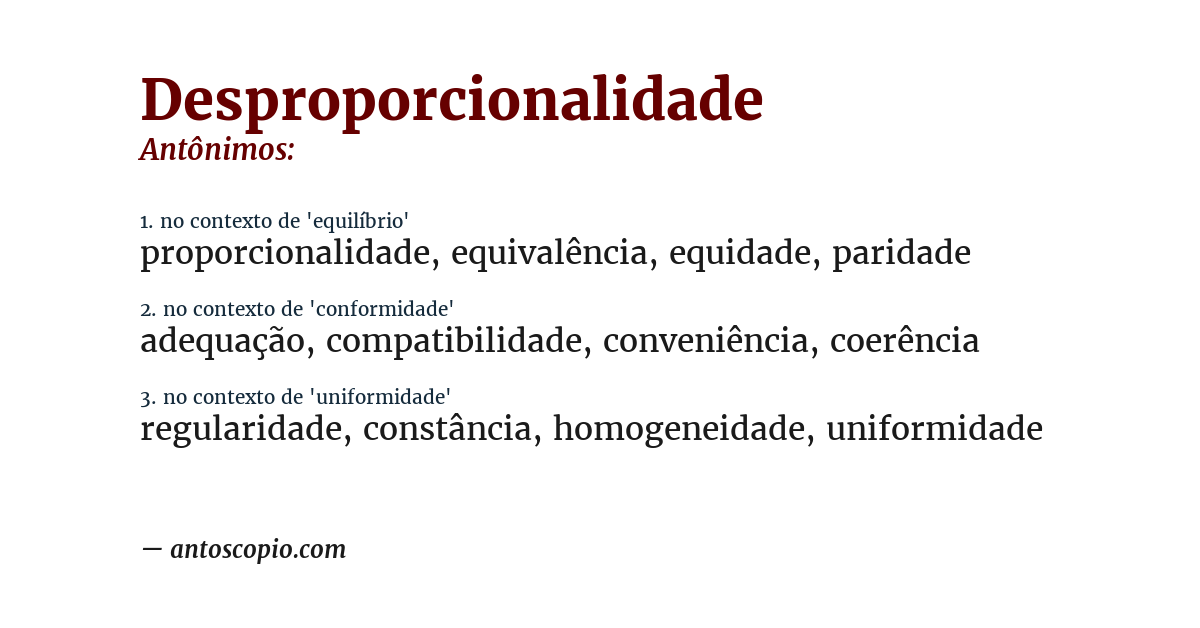 Antônimo de desproporcionalidade
