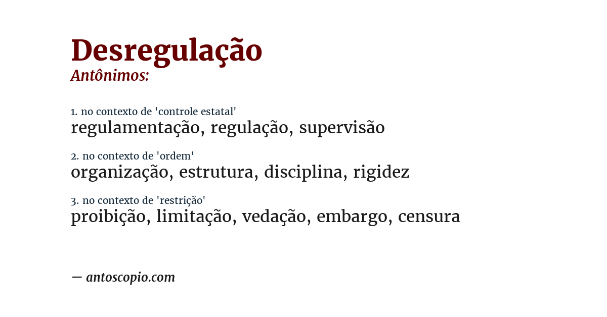 Antônimo de desregulação