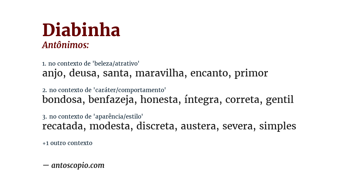 Antônimo de diabinha