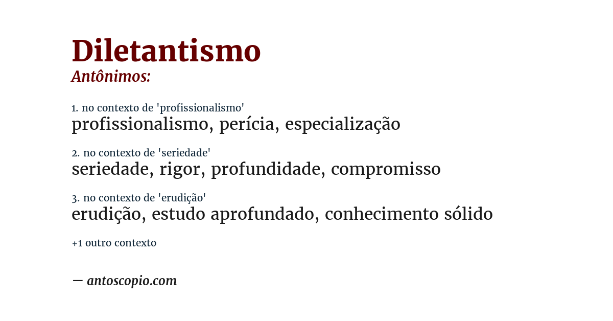 Antônimo de diletantismo