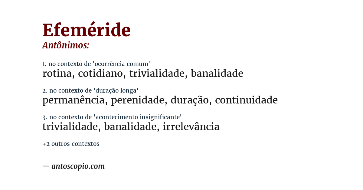 Antônimo de efeméride