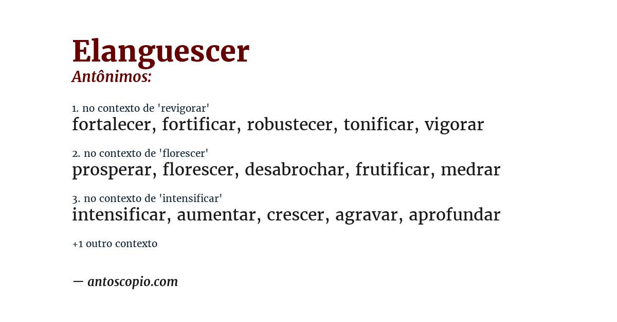 Antônimo de elanguescer