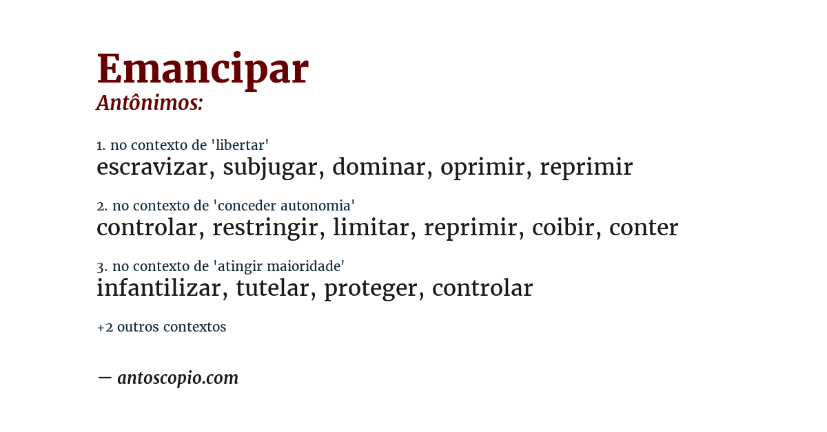 Antônimo de emancipar