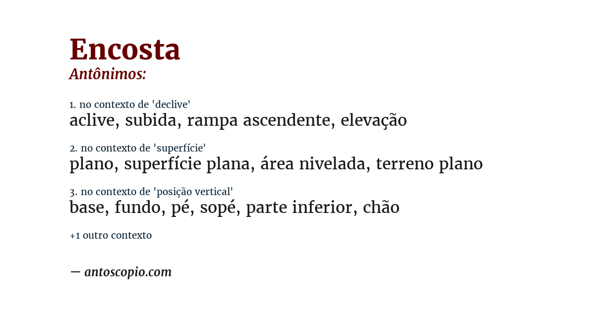 Antônimo de encosta