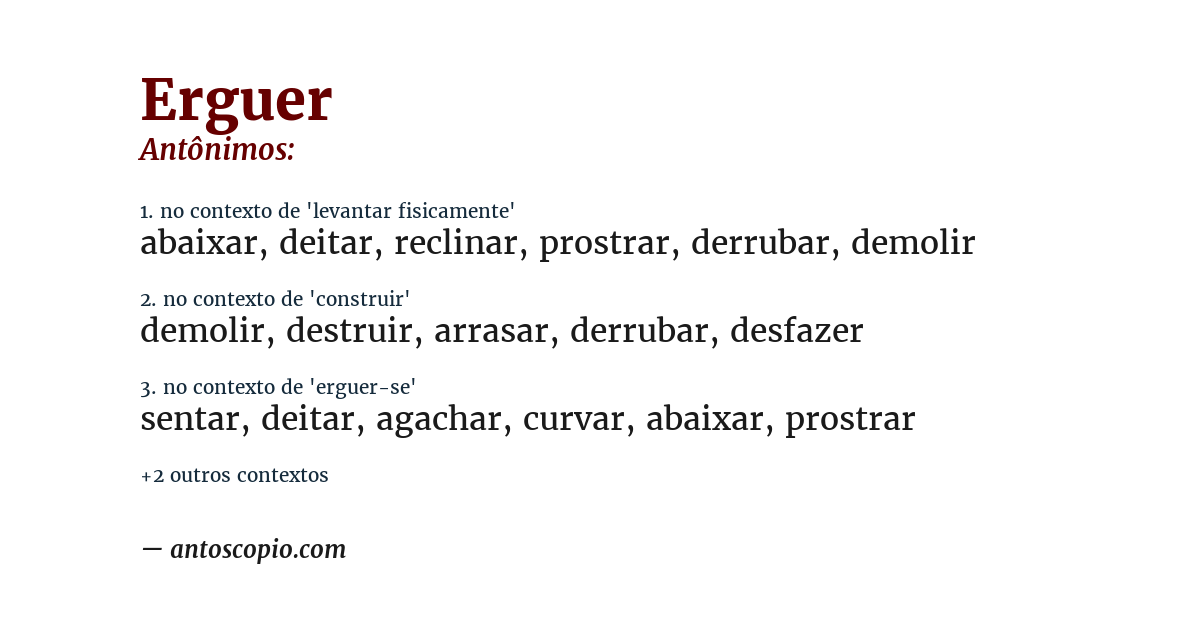 Antônimo de erguer