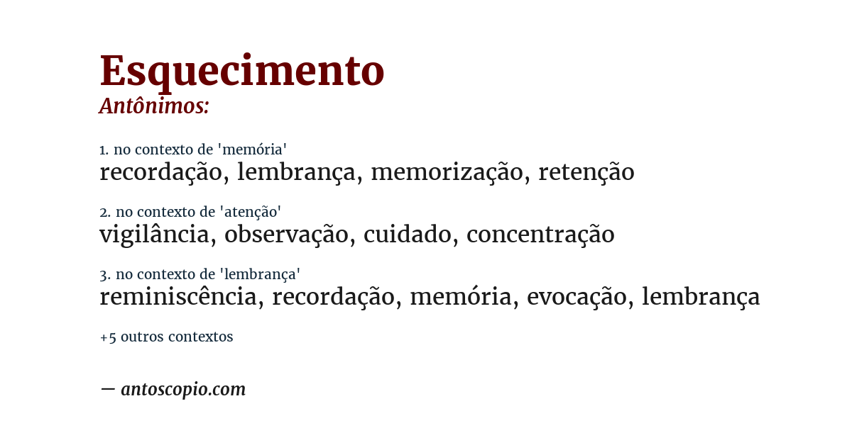 Antônimo de esquecimento