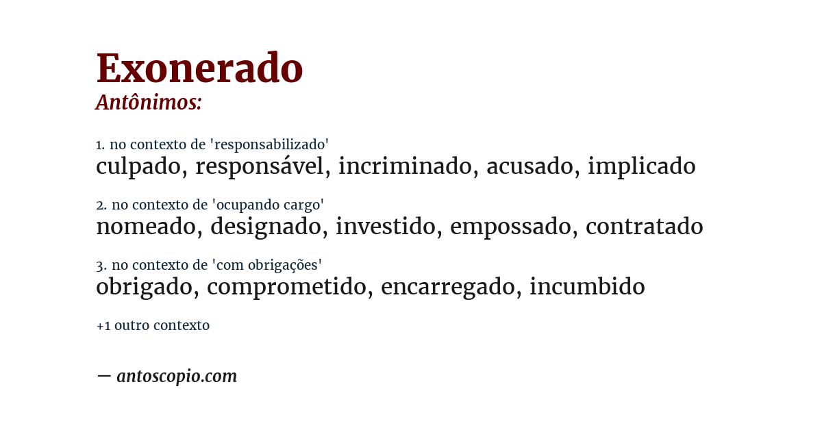 Antônimo de exonerado
