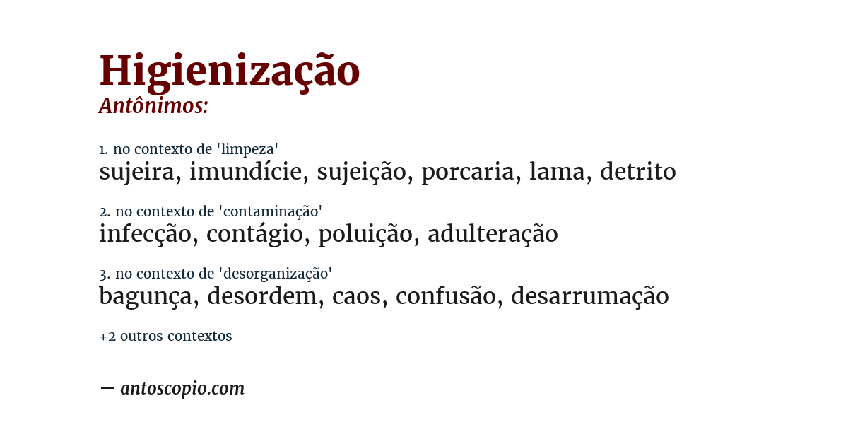 Antônimo de higienização