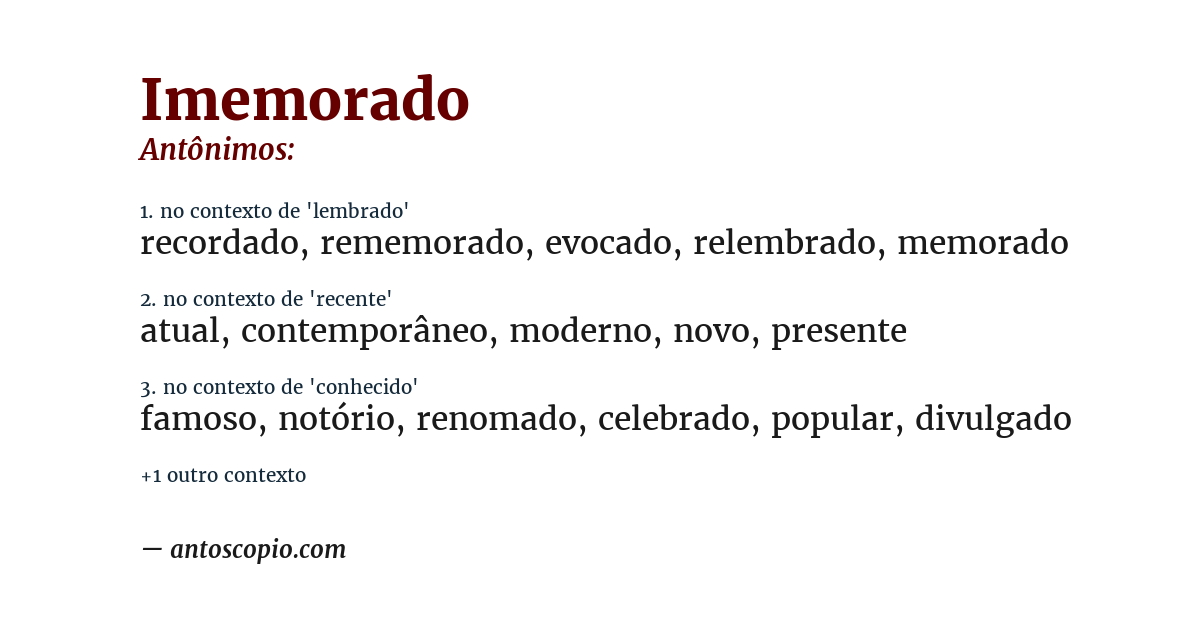 Antônimo de imemorado