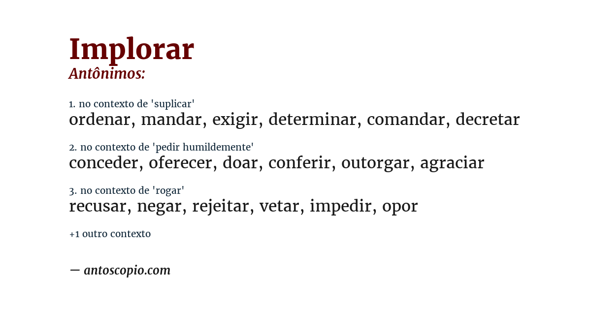 Antônimo de implorar