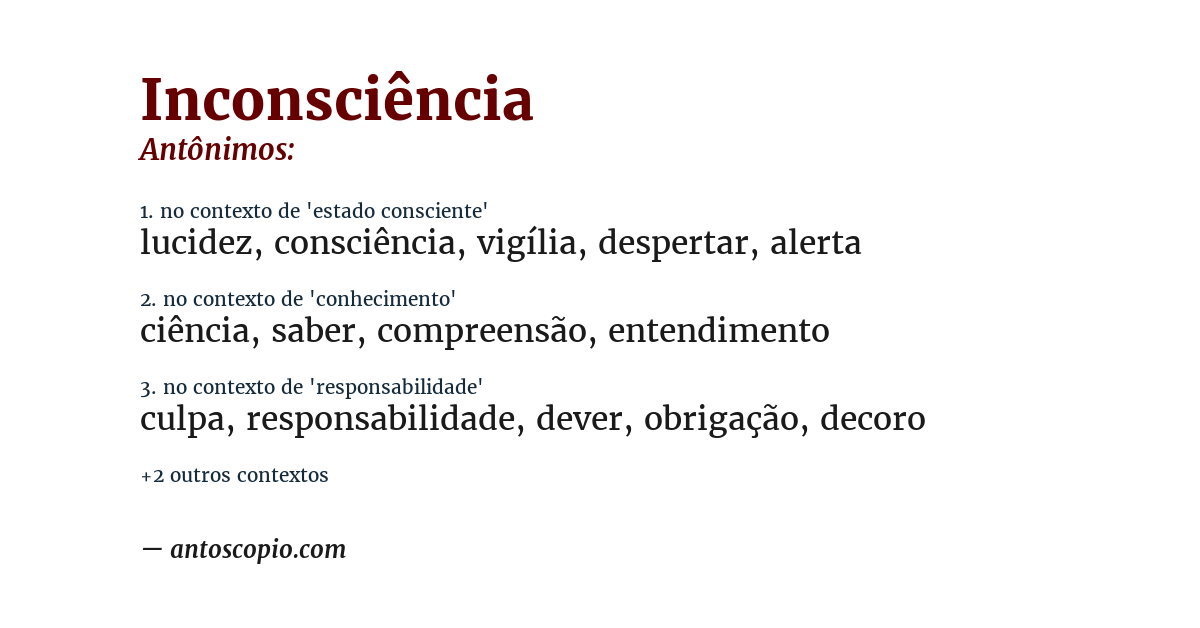 Antônimo de inconsciência