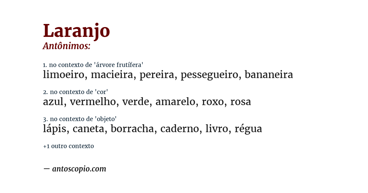Antônimo de laranjo