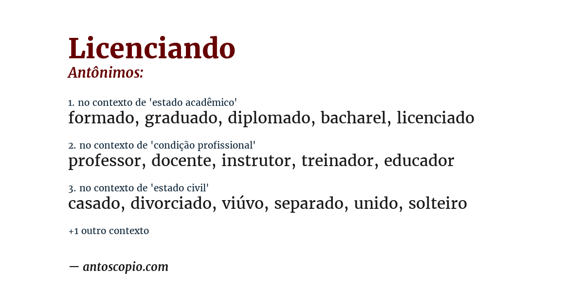 Antônimo de licenciando