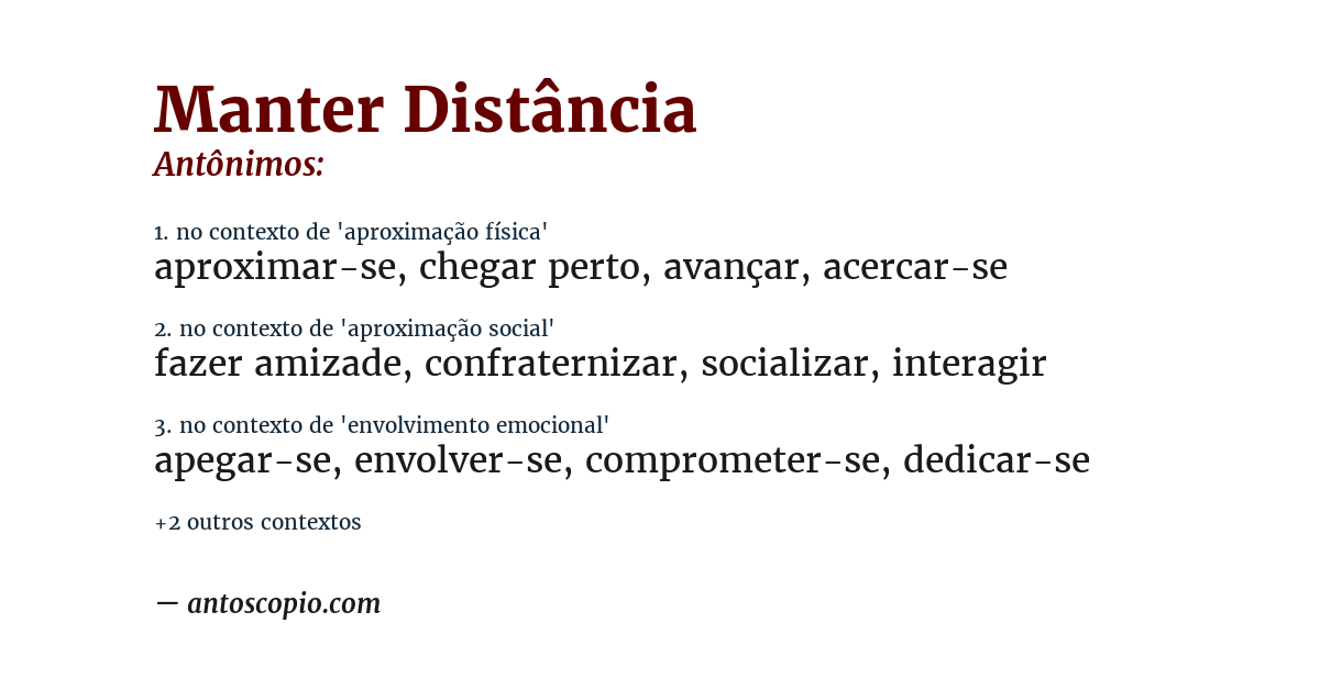 Antônimo de manter distância