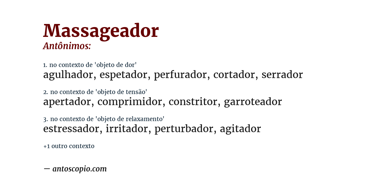 Antônimo de massageador