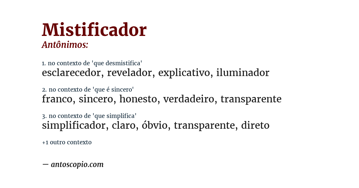 Antônimo de mistificador