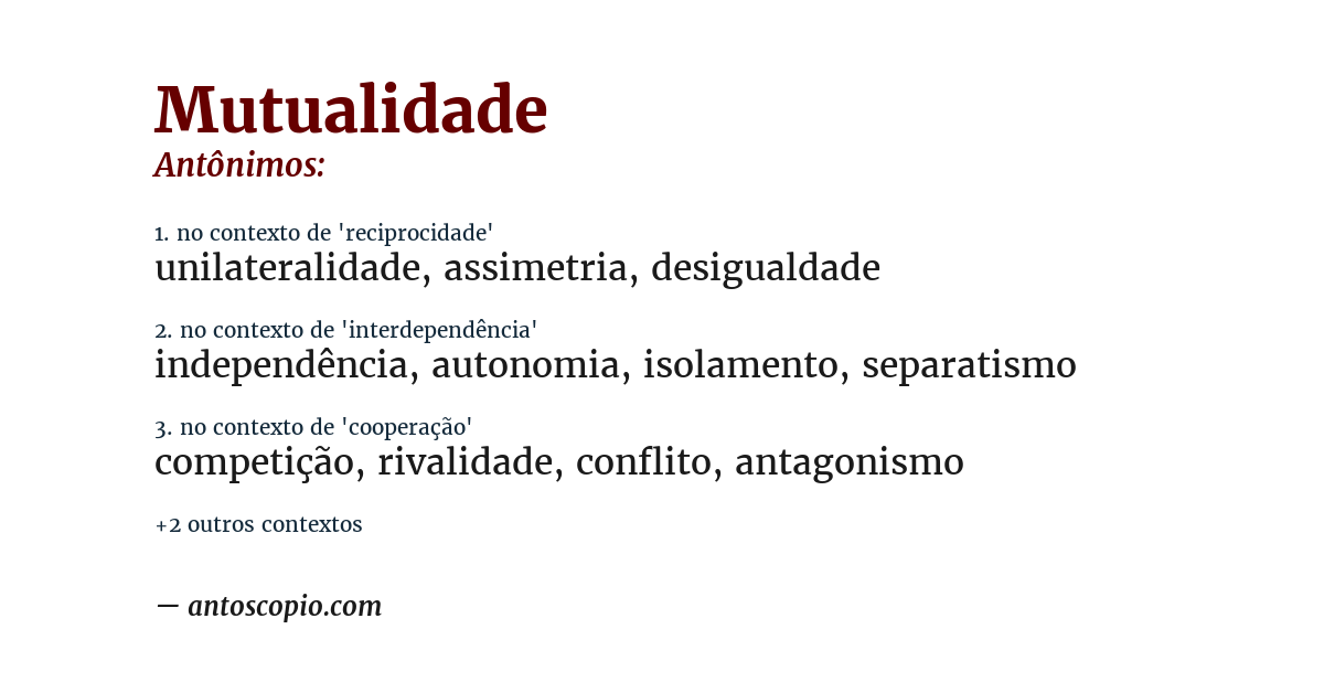 Antônimo de mutualidade