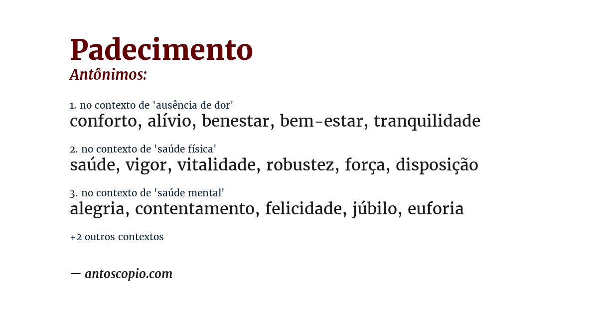 Antônimo de padecimento