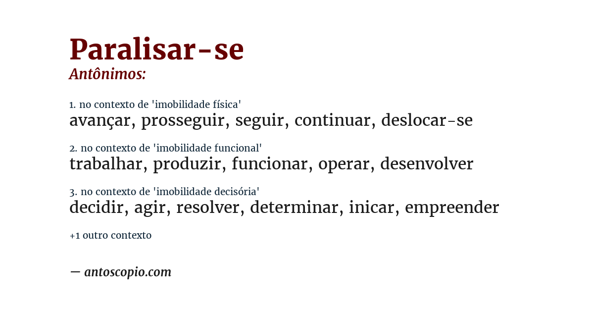 Antônimo de paralisar-se