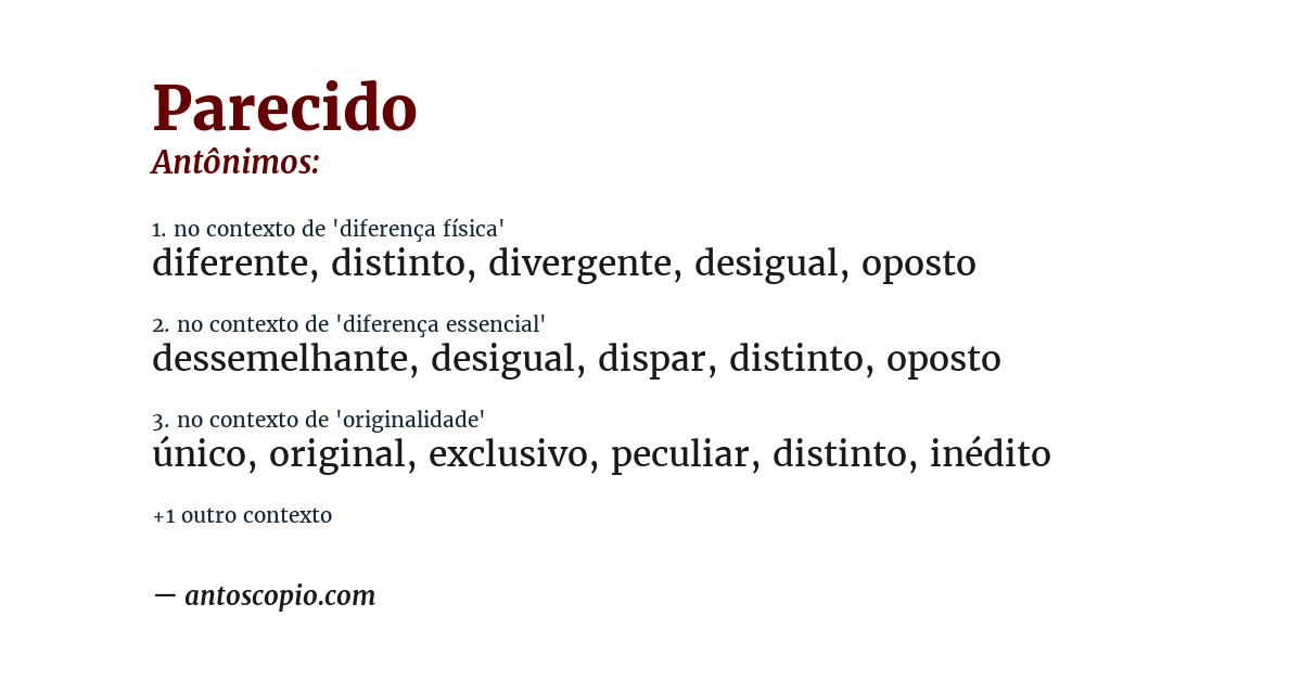 Antônimo de parecido