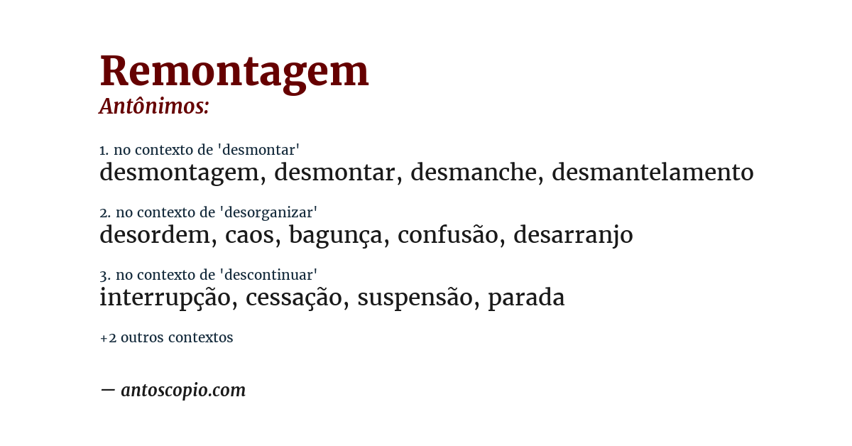 Antônimo de remontagem