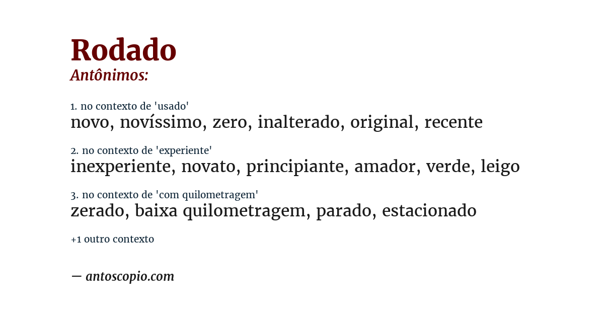 Antônimo de rodado