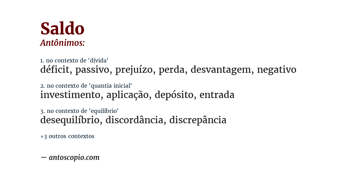 Antônimo de saldo