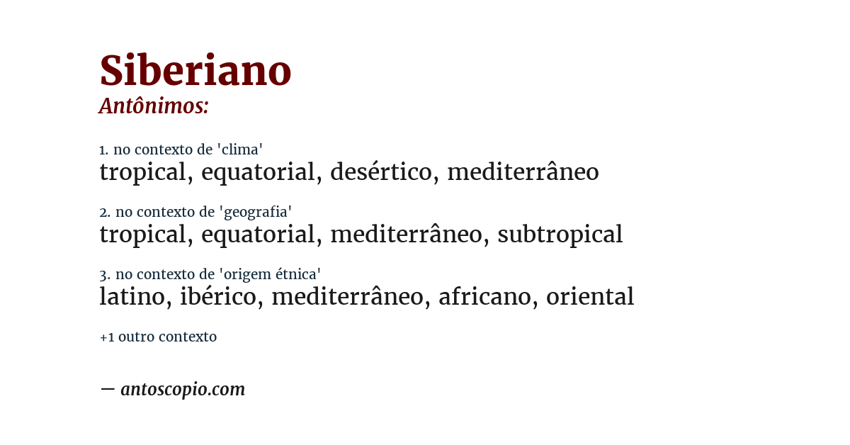 Antônimo de siberiano