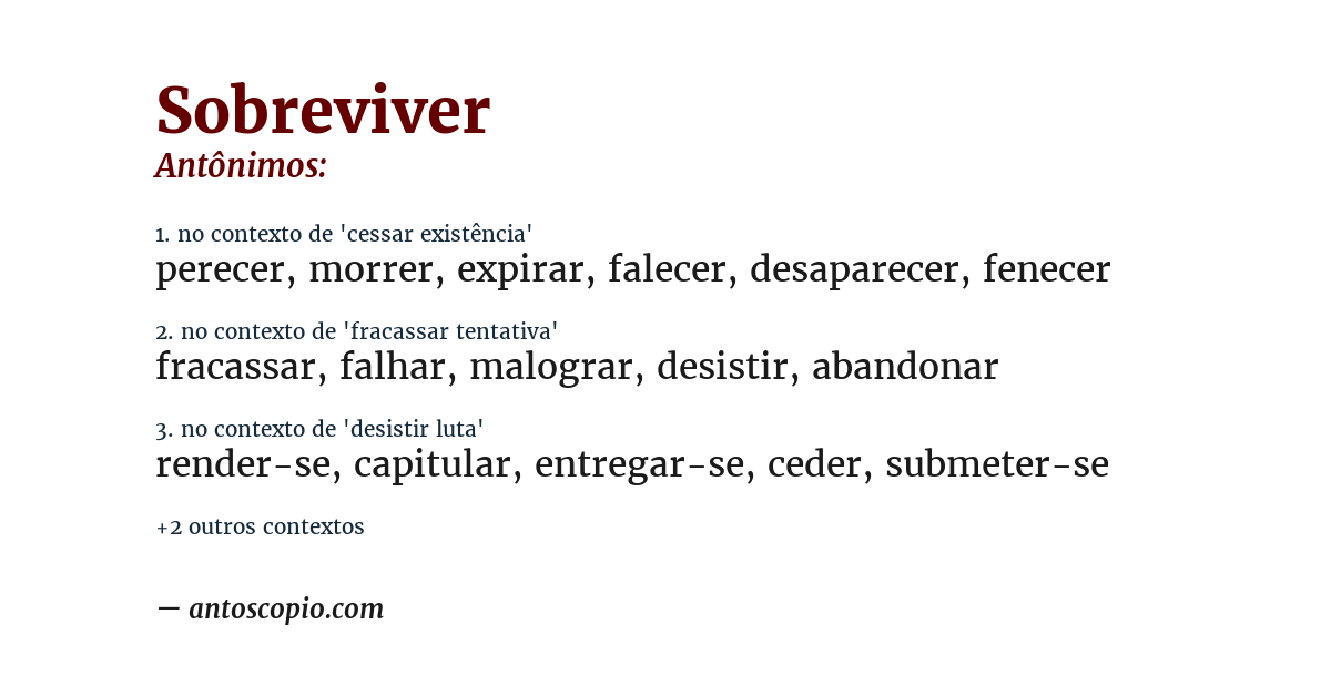 Antônimo de sobreviver