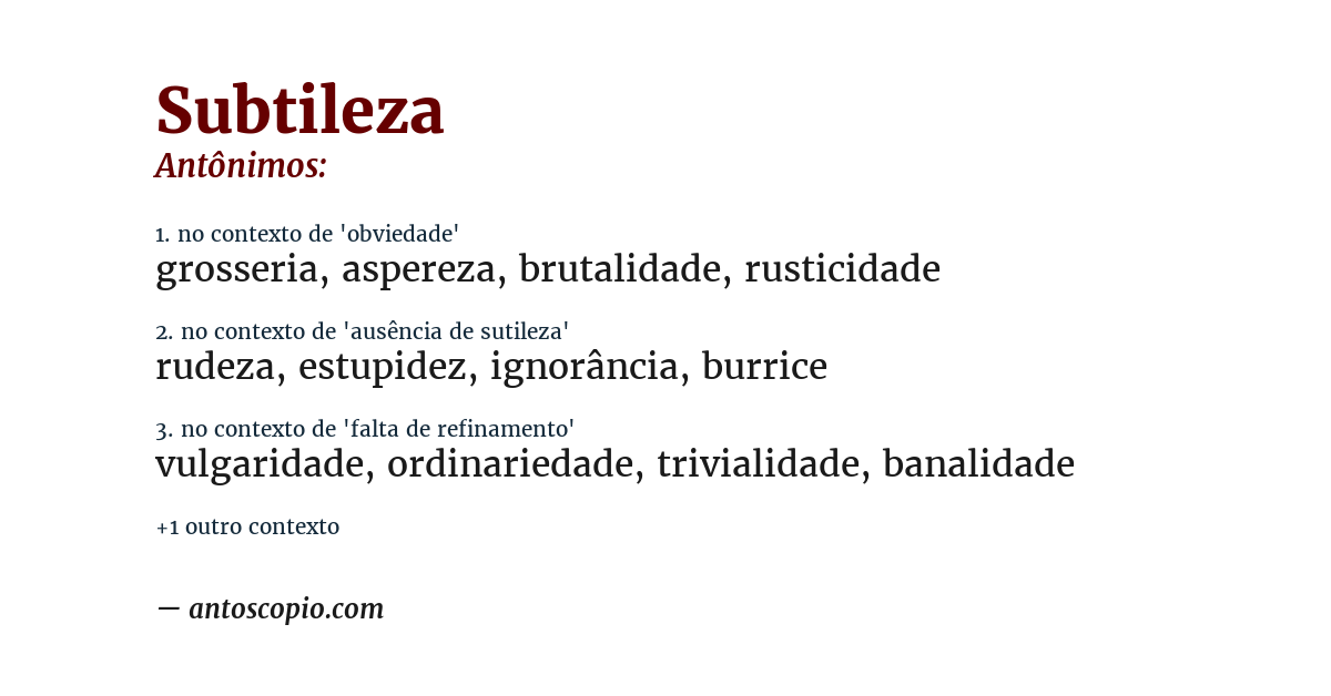 Antônimo de subtileza
