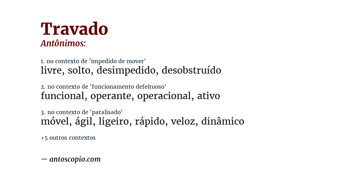 Antônimo de travado