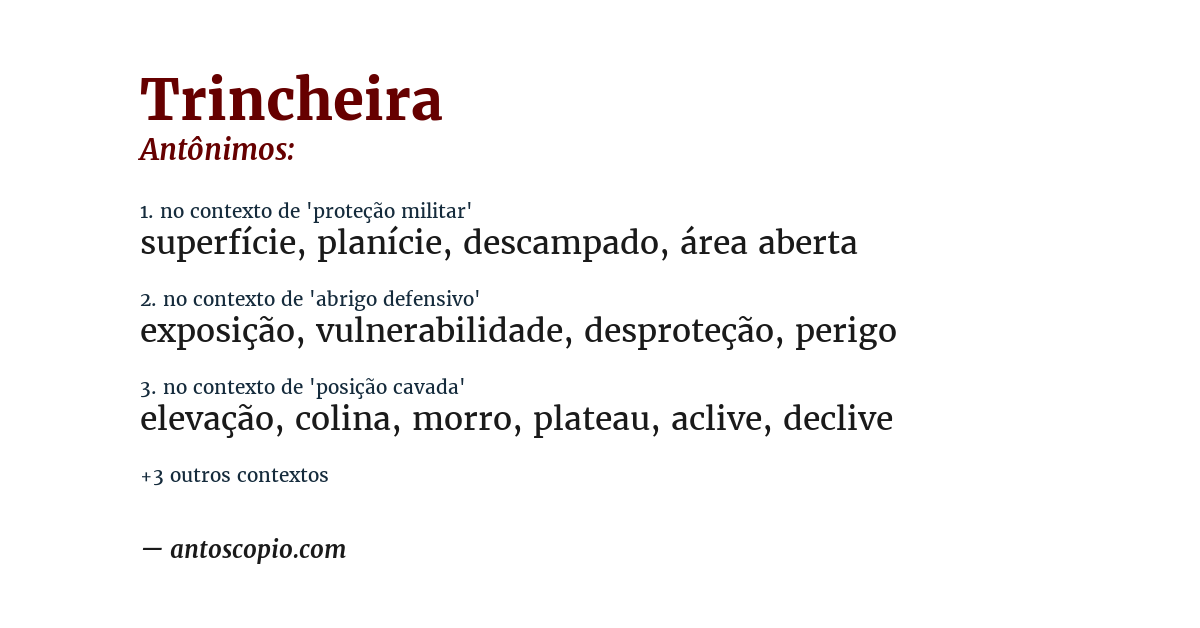 Antônimo de trincheira