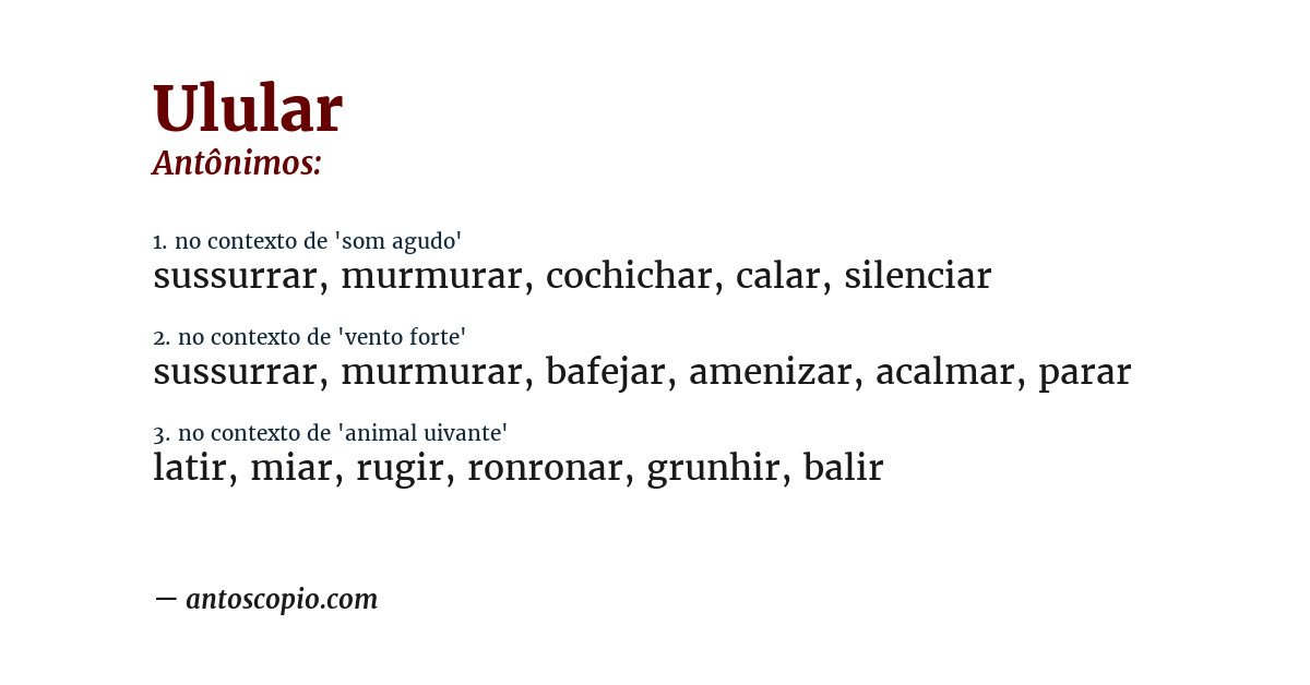 Antônimo de ulular