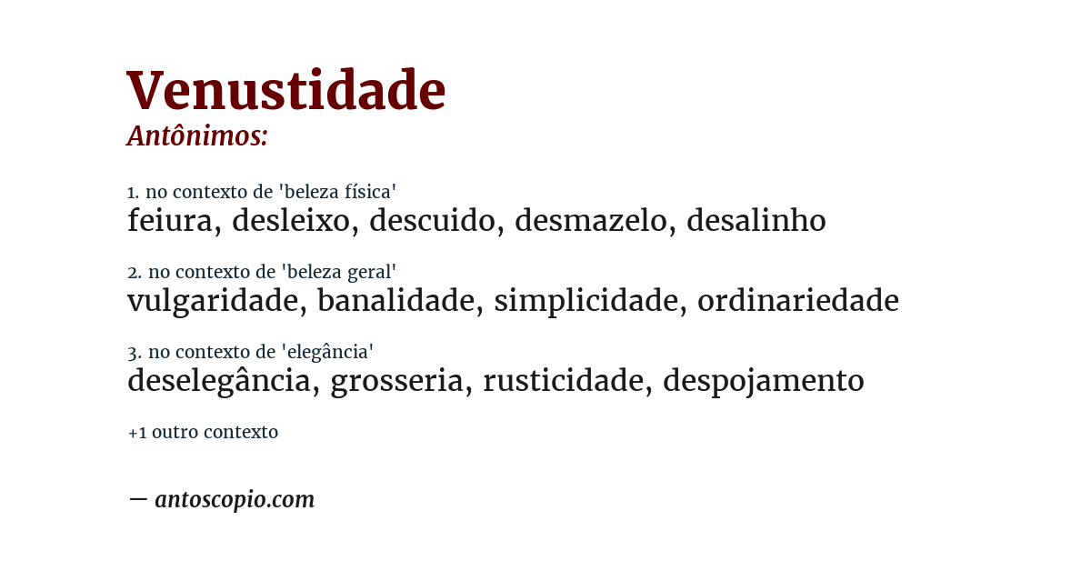 Antônimo de venustidade