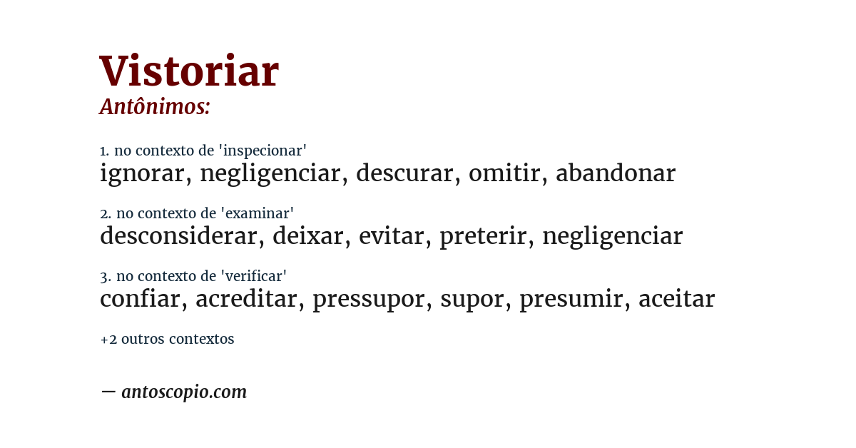 Antônimo de vistoriar