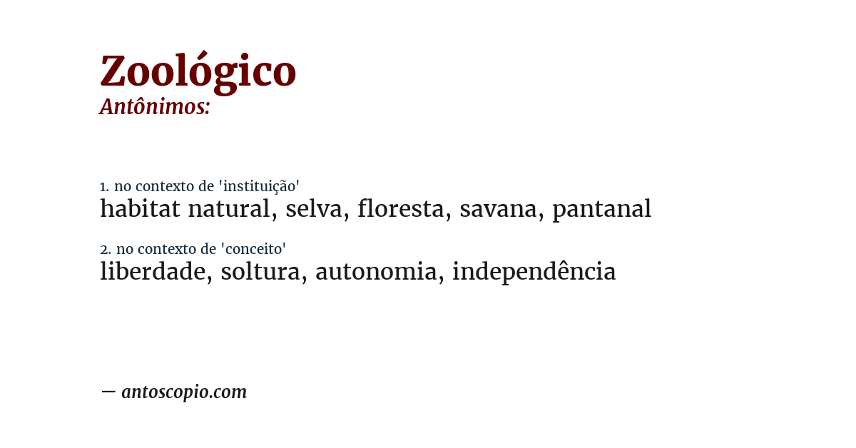 Antônimo de zoológico