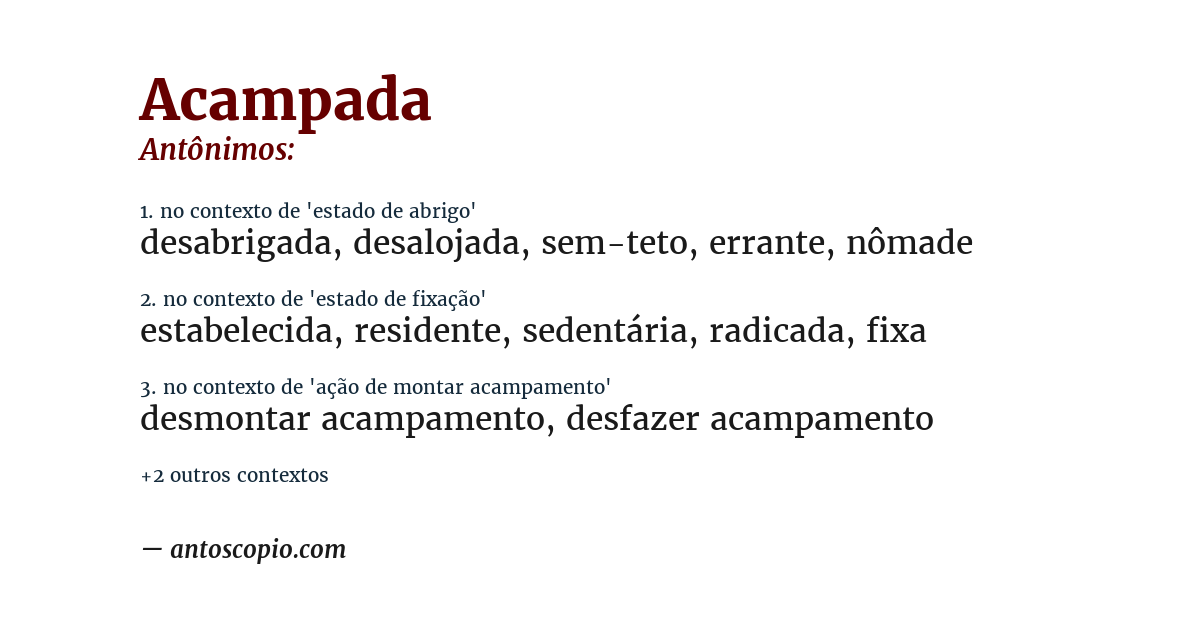 Antônimo de acampada