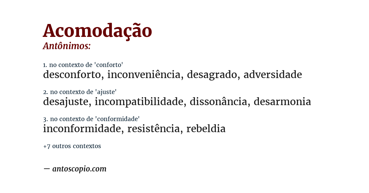 Antônimo de acomodação
