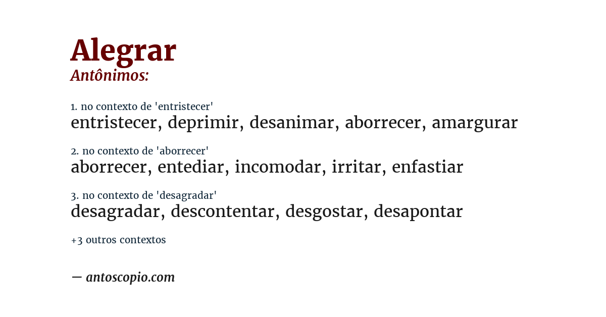Antônimo de alegrar